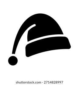 Solo icono de sombrero de Santa Claus, icono de sombrero de Navidades de Santa Claus, línea editable, estilo de diseño plano aislado en pictograma lineal blanco, Botón, Vector, signo, símbolo, logotipo, Ilustración vectorial, eps10.