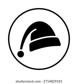 Single Santa hat icon, Santa Claus Christmas hat icon, editable line, flat design style isolated on white linear pictogram, button, vector, sign, symbol, logo, vector illustration, eps10.