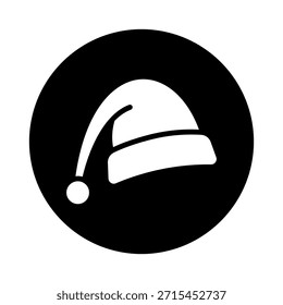 Single Santa hat icon, Santa Claus Christmas hat icon, editable line, flat design style isolated on white linear pictogram, button, vector, sign, symbol, logo, vector illustration, eps10.