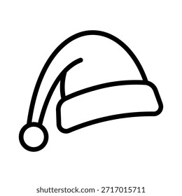 Single Santa hat icon, Santa Claus Christmas hat icon, editable line, flat design style isolated on white linear pictogram, button, vector, sign, symbol, logo, vector illustration, eps10.