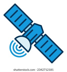 Single Satellite vector concept minimal blue icon or sign