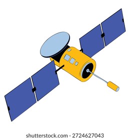 Single satellite vector illustration suitable for space artwork orbit technology communication themes or astronomy inspired creative graphics