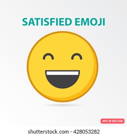 SIngle Satisfied emoji. Isolated vector illustration on white background.