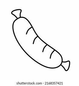 Single sausage line icon in linear style isolated on white background. Pictogram symbol and illustration for logo. Thin black line vector.
