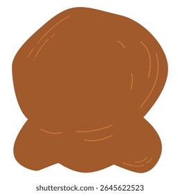 A single scoop of cartoon-style chocolate ice cream in brown color. Suitable for dessert-themed illustrations and food graphics.