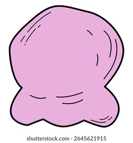 A single scoop of cartoon-style strawberry ice cream in pink color. Suitable for dessert-themed illustrations and food graphics.