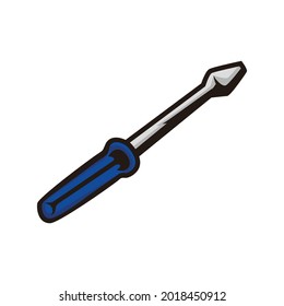 Single screwdriver cartoon symbol logo style line art illustration design vector