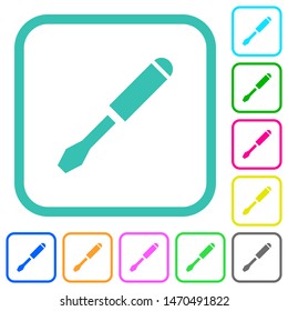 Single screwdriver vivid colored flat icons in curved borders on white background