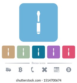 Single screwdriver white flat icons on color rounded square backgrounds. 6 bonus icons included