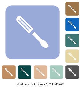 Single screwdriver white flat icons on color rounded square backgrounds