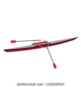 Single Scull transportation cartoon character perspective view isolated on white background vector illustration.