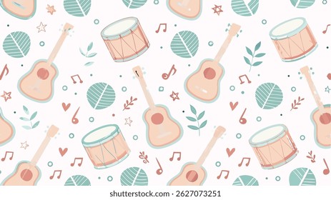 A single seamless vector icon of musical instruments, perfect for backgrounds or patterns.