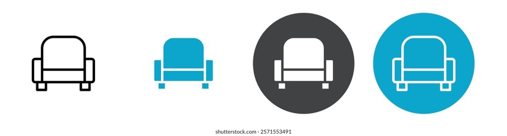 single seat sofa icon Vector illustration in black