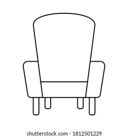 sofá de un solo asiento, vector de arte de línea, diseño de icono plano, vector de ilustración