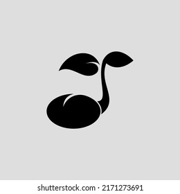single seed fruit silhouette vector in image by hand
