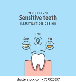 Single Sensitive teeth illustration vector on blue background. Dental concept.