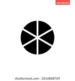 Single separate round piecharts glyph icon with 6 parts. Morden flat design vector business circular diagram infographic for ads app logo button banner ui ux web isolated on white background	