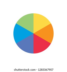 Single separate round piecharts icon with 6 colours parts. Morden flat design vector business circular diagram  infographic for ads app logo button banner ui ux web isolated on white background