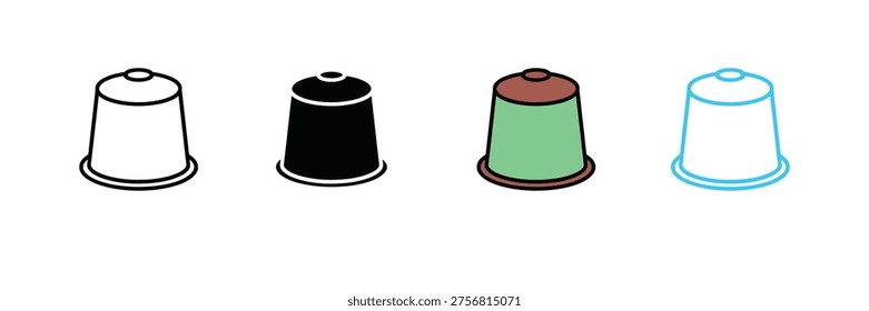 Single Serve Coffee Capsule Icon for Espresso Pods, Café Beverages, and Kitchen Appliance Accessories. Symbol Vector Illustration