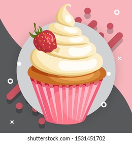 Single Serving Cupcake with Strawberry on Top