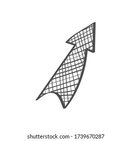 Una flecha sombreada. Dibujo vectorial al estilo Doodle, aislado en un fondo blanco para el diseño y el diseño de temas.
