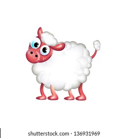 single sheep isolated on white background