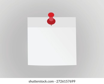 Single sheet of white paper secured by a red pushpin, office stationery, copy space.