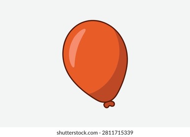 Single shiny orange balloon floating on a clean light gray background representing birthday party and festive celebration.