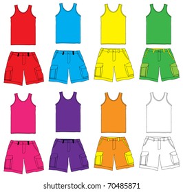 Single and Shorts with colorful collection. Vector template