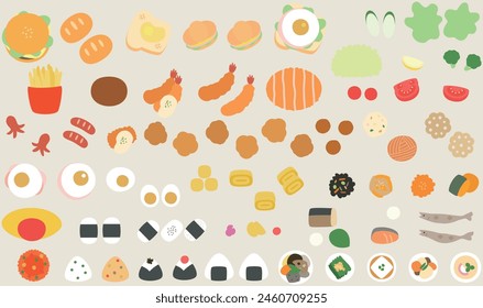 Single side dish illustration set (color)