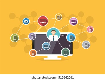 Single Sign On account concept illustration. Technology information background.