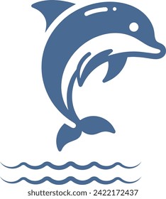 single silhouette dolphin for digital and print, icon, logo