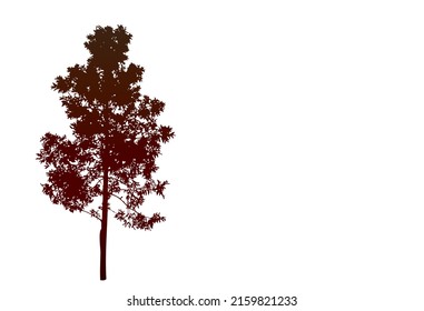 single silhouette of a tree in brown tones and white background