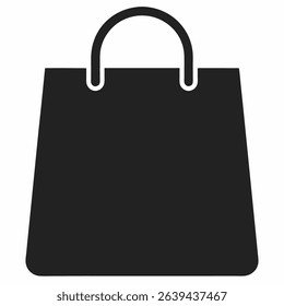 A single, simple black shopping bag icon, perfect for e-commerce, retail, and online store applications.