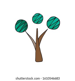 A single simple tree. Vector illustration drawn by hand for clothing, poster, textile, fabric, cover, greeting card, decoupage. Scandinavian style