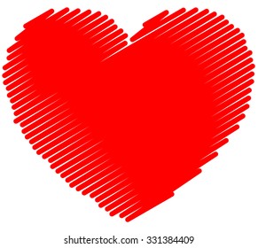 Single sketchy, doodle, scribble heart. vector graphic.