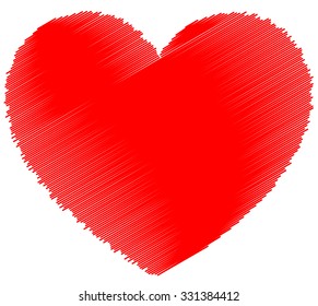 Single sketchy, doodle, scribble heart. vector graphic.