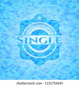 Single sky blue emblem with mosaic ecological style background