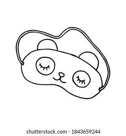 Single sleeping mask icon.  Сoncept cozy home, hygge. Hand drawn vector illustration in doodle style outline drawing isolated on white background.