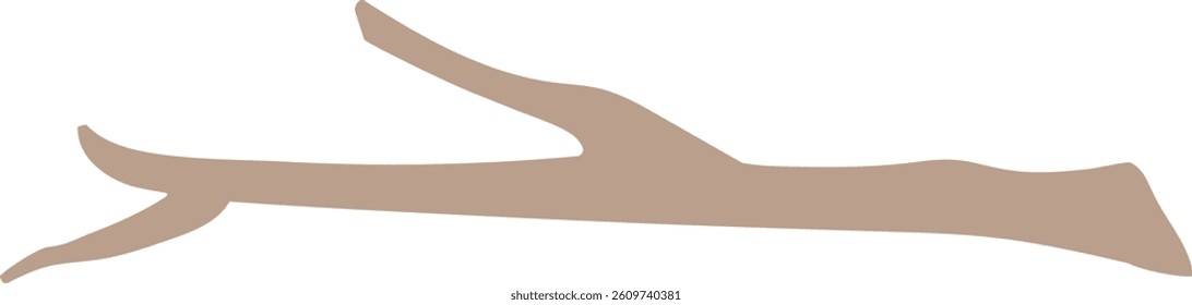 A single, slender branch is depicted in a minimalist style with smooth, simple lines.  The image shows a curving,  wood element extending across the frame, representing a twig or small limb