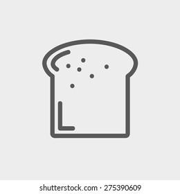 Single Slice Of Bread Icon Thin Line For Web And Mobile, Modern Minimalistic Flat Design. Vector Dark Grey Icon On Light Grey Background.