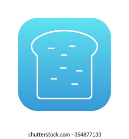 Single slice of bread line icon for web, mobile and infographics. Vector white icon on the blue gradient square with rounded corners isolated on white background.