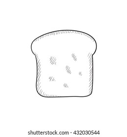 Single slice of bread vector sketch icon isolated on background. Hand drawn Single slice of bread icon. Single slice of bread sketch icon for infographic, website or app.