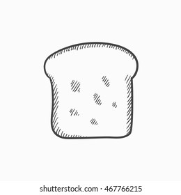 Single slice of bread vector sketch icon isolated on background. Hand drawn Single slice of bread icon. Single slice of bread sketch icon for infographic, website or app.