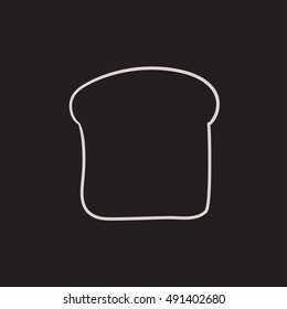 Single slice of bread vector sketch icon isolated on background. Hand drawn Single slice of bread icon. Single slice of bread sketch icon for infographic, website or app.