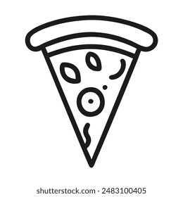 Single slice of pizza with olives and pepperoni. Vector illustration