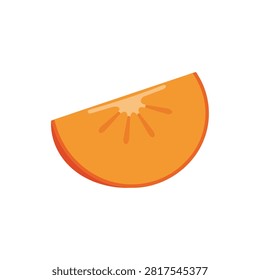 Single Slice of Ripe Orange Persimmon Kaki Fruit Vector Illustration Flat Design Isolated on White