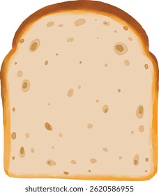 Single slice of soft white bread with a golden-brown crust. Ready for toast or a sandwich.