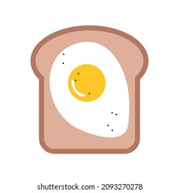 A single slice of toast bread with fried egg and black pepper. Vector icon isolated on a white background.