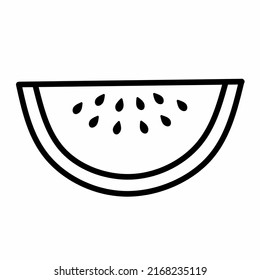 Single slice of watermelon line icon in linear style isolated on white background. Pictogram symbol and illustration for logo. Thin black line vector.